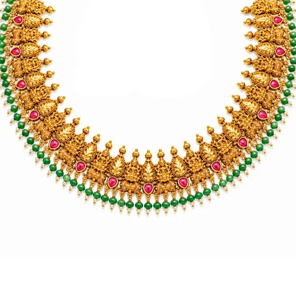 Prabhavathi_Jhumka_Temple_Jewellery_Short_Necklace_Set_With_Drops_J_934_Red