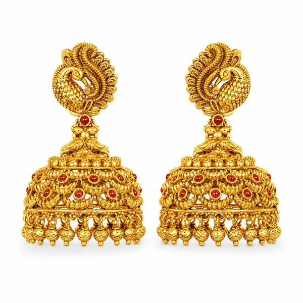 Kokila_Rekha_Jhumka_Gold_Plated_Elegant_Temple_Line_Earrings_R_2638_Red