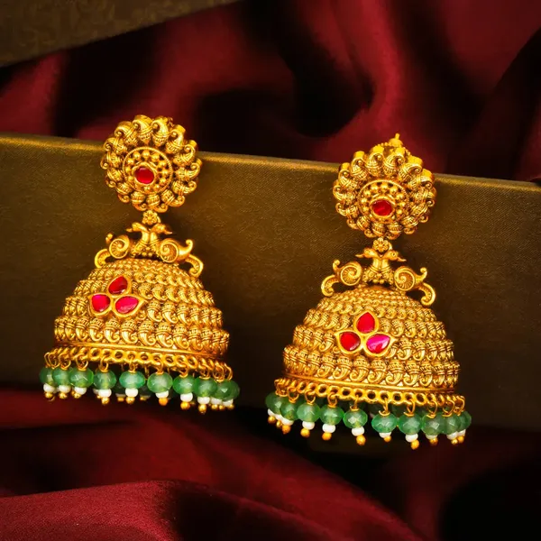 Shreyas_Valli_1_Gram_Gold_Plated_Laxmi_Temple_Jhumka_Earrings_J_892_Red
