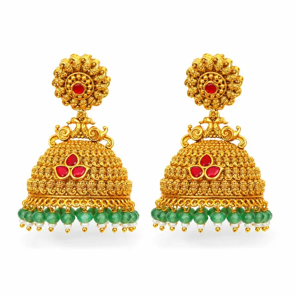 Shreyas_Valli_1_Gram_Gold_Plated_Laxmi_Temple_Jhumka_Earrings_J_892_Red
