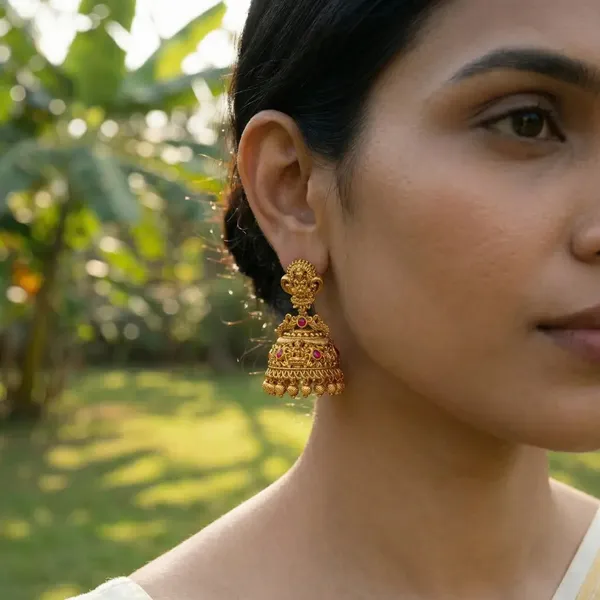 Katha_Shri_1_Gram_Gold_Plated_Laxmi_Temple_Jhumka_Earrings_J_805_Red