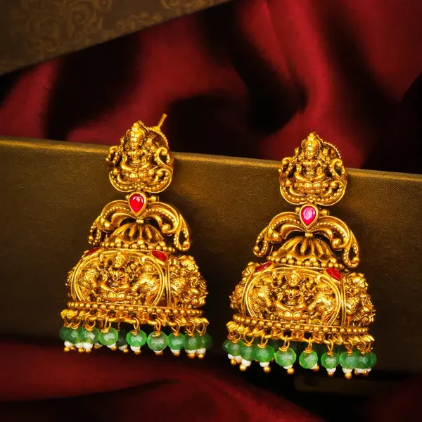 Padmasana_Jhumka_Gold_Plated_Lotus_Temple_Earrings_For_Women_J_609_Red