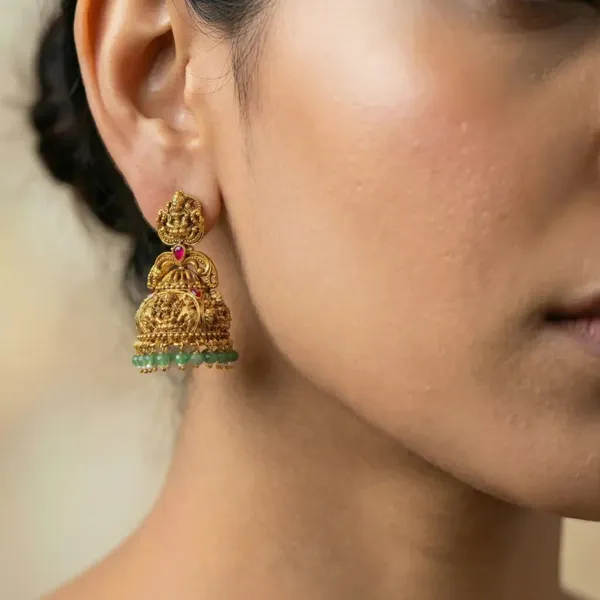 Padmasana_Jhumka_Gold_Plated_Lotus_Temple_Earrings_For_Women_J_609_Red