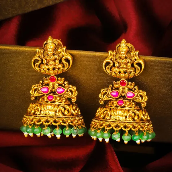 Surya_Chakra_Jhumka_Gold_Plated_Sun_Wheel_Temple_Earrings_J_612_Red