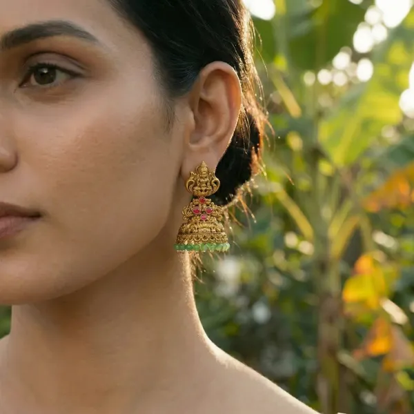 Surya_Chakra_Jhumka_Gold_Plated_Sun_Wheel_Temple_Earrings_J_612_Red