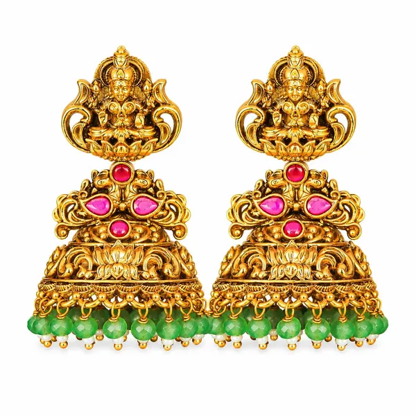 Surya_Chakra_Jhumka_Gold_Plated_Sun_Wheel_Temple_Earrings_J_612_Red