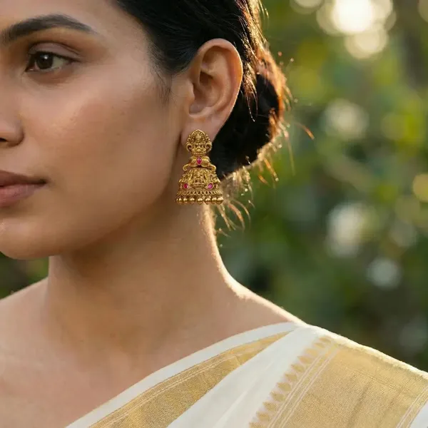 Parna_Mukta_Jhumka_Gold_Plated_Pearl_Leaf_Temple_Drop_Earrings_J_807_Red