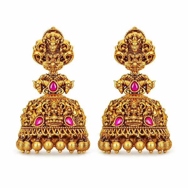Parna_Mukta_Jhumka_Gold_Plated_Pearl_Leaf_Temple_Drop_Earrings_J_807_Red
