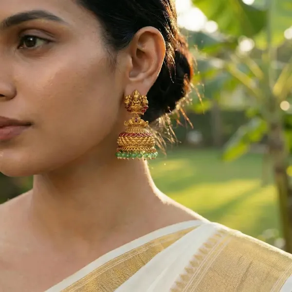 Stambha_Tarana_Jhumka_Gold_Plated_Temple_Pillar_Drop_Earrings_R_2572_Red