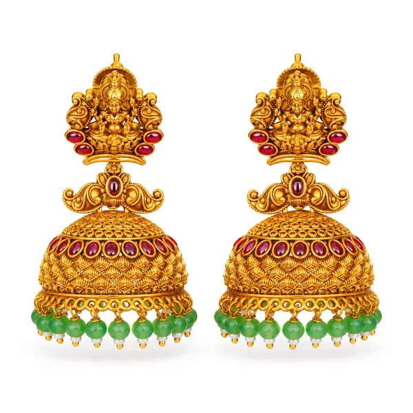 Stambha_Tarana_Jhumka_Gold_Plated_Temple_Pillar_Drop_Earrings_R_2572_Red
