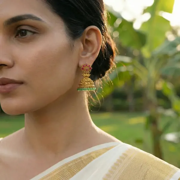 Kamala_Vana_Jhumka_Gold_Plated_Lotus_Forest_Temple_Earrings_J_610_Red