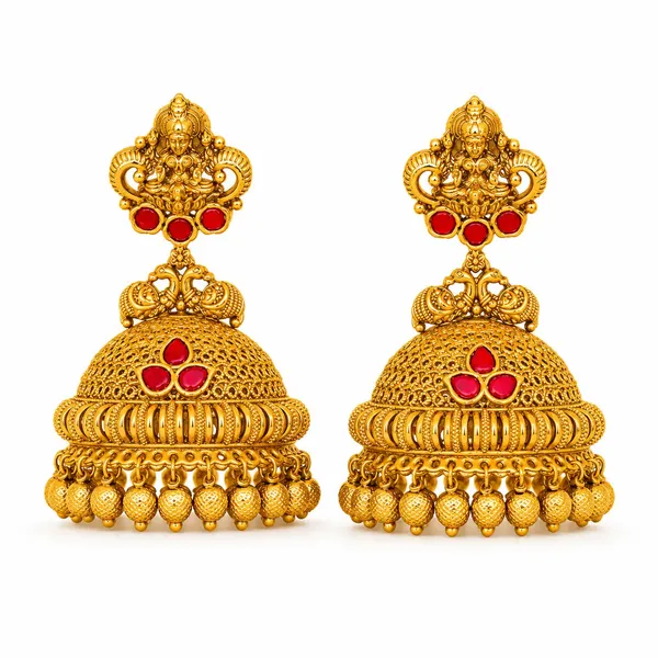 Hridaya_Valli_Jhumka_Gold_Plated_Heart_Vine_Temple_Earrings_J_624_Red