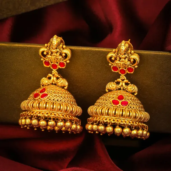 Hridaya_Valli_Jhumka_Gold_Plated_Heart_Vine_Temple_Earrings_J_624_Red