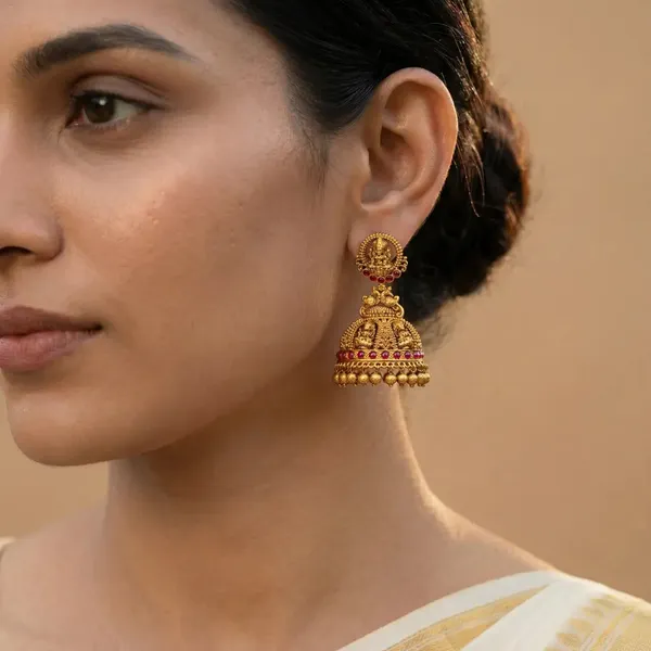Naga_Shobha_Jhumka_Gold_Plated_Sacred_Serpent_Temple_Earrings_R_2563_Red