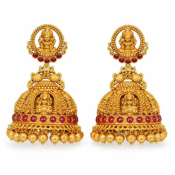 Naga_Shobha_Jhumka_Gold_Plated_Sacred_Serpent_Temple_Earrings_R_2563_Red