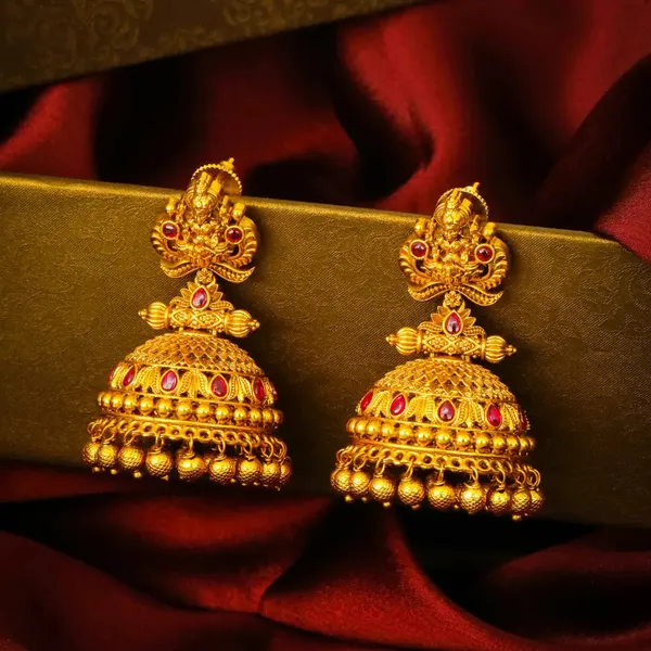 Jala_Devi_Jhumka_Gold_Plated_Water_Goddess_Temple_Earrings_R_2565_Red