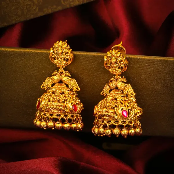Aishwarya_Nakshi_Jhumka_Gold_Plated_Engraved_Prosperity_Earrings_J_895_Red