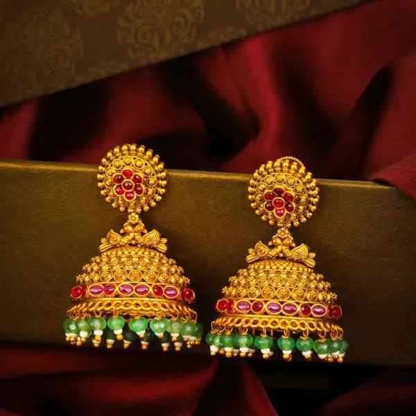 Vasudha_Pushpa_Jhumka_Gold_Plated_Earth_Floral_Temple_Earrings_R_2637_Red