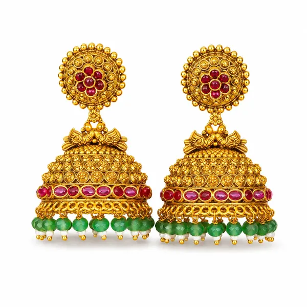 Vasudha_Pushpa_Jhumka_Gold_Plated_Earth_Floral_Temple_Earrings_R_2637_Red