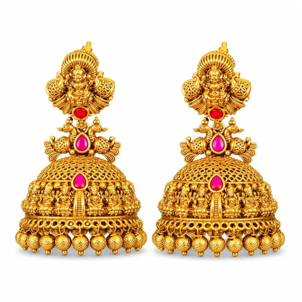 Gaja_Shobha_Jhumka_Gold_Plated_Elephant_Splendour_Temple_Earrings_J_802_Red