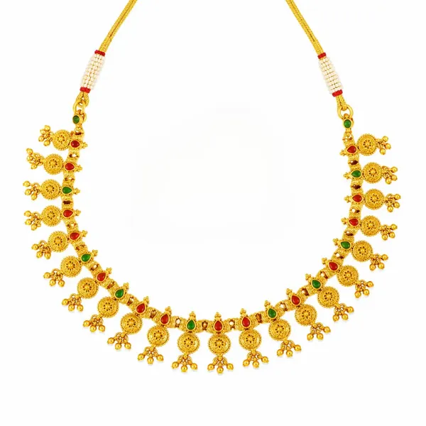 Surya_Mandala_Short_Necklace_Set_Gold_Plated_Sun_Temple_Jewellery_K_1709_Green