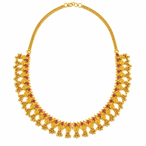 Naksha_Haaram_Short_Necklace_Set_Gold_Plated_Temple_Jewellery_K_1855_Red