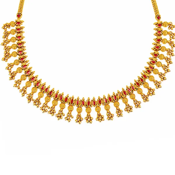 Andal_Kamala_Kanti_Short_Necklace_Set_Gold_Plated_Temple_Jewellery_K_1943_Red