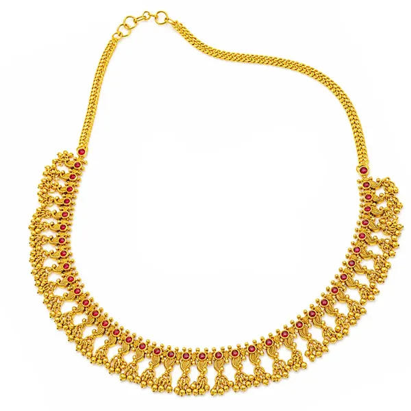 Navaratna_Manga_Haar_Short_Necklace_Set_Gold_Plated_Temple_Jewellery_K_1841_Red