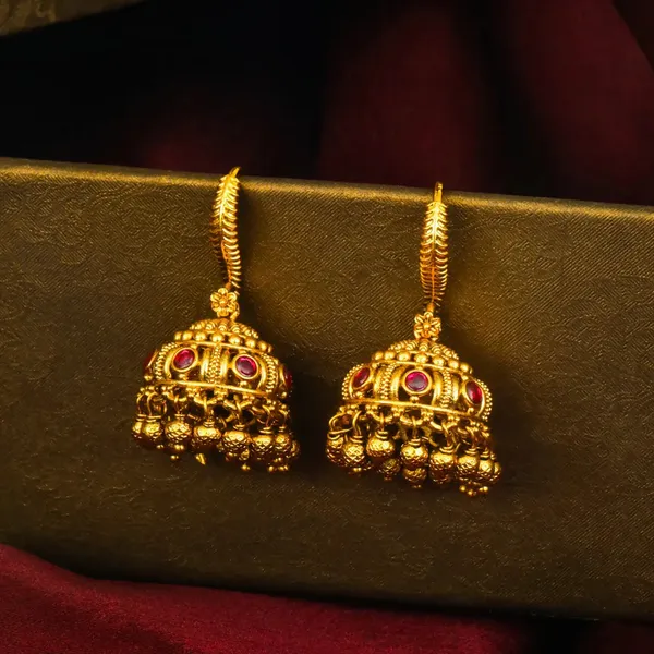 Ratna_Ghungroo_Jhumka_Gold_Plated_Gemstone_Bell_Temple_Earrings_T_90_Red