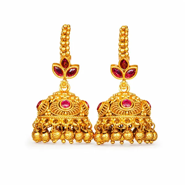 Pushpa_Jhumki_Jhumka_Gold_Plated_Floral_Temple_Stud_Earrings_T_87_Red
