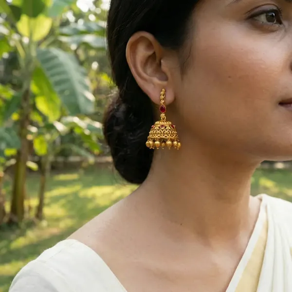 Kamala_Ghanta_Jhumka_Gold_Plated_Lotus_Bell_Temple_Earrings_T_88_Red