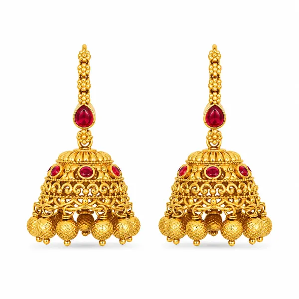 Kamala_Ghanta_Jhumka_Gold_Plated_Lotus_Bell_Temple_Earrings_T_88_Red
