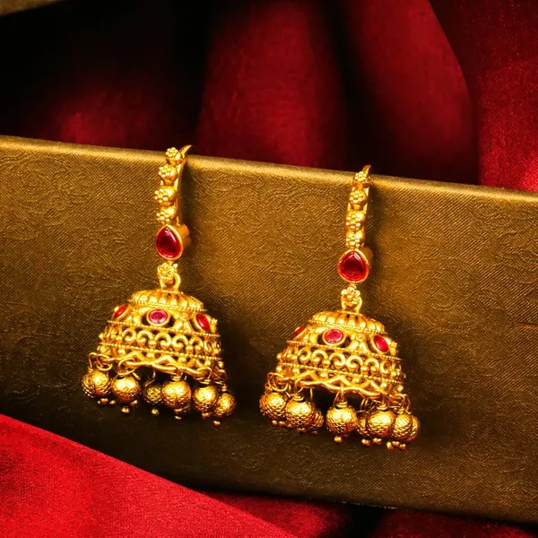 Kamala_Ghanta_Jhumka_Gold_Plated_Lotus_Bell_Temple_Earrings_T_88_Red