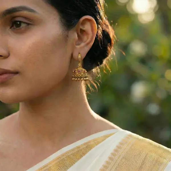 Tulsi_Jhumki_Gold_Plated_Sacred_Basil_Temple_Stud_Earrings_T_89_Red