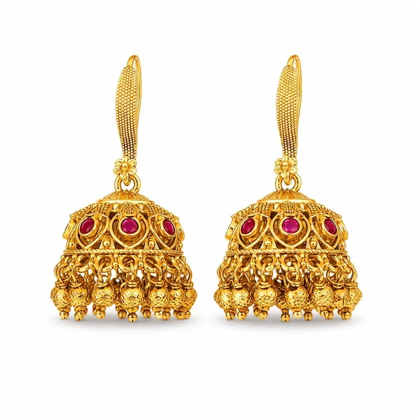 Tulsi_Jhumki_Gold_Plated_Sacred_Basil_Temple_Stud_Earrings_T_89_Red