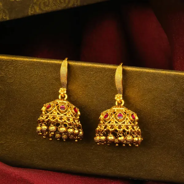 Tulsi_Jhumki_Gold_Plated_Sacred_Basil_Temple_Stud_Earrings_T_89_Red
