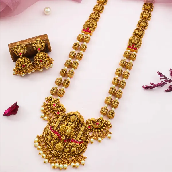 Panchamukhi_Haram_Gold_Plated_Five_Face_Temple_Necklace_Set_J_969_Red