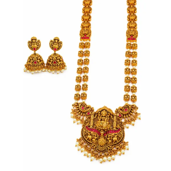 Panchamukhi_Haram_Gold_Plated_Five_Face_Temple_Necklace_Set_J_969_Red