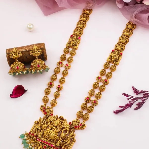 Tirumala_Haram_Gold_Plated_Tirupati_Temple_Necklace_Set_J_975_Red