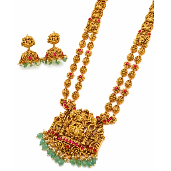Tirumala_Haram_Gold_Plated_Tirupati_Temple_Necklace_Set_J_975_Red