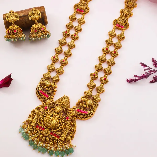 Rajeshwari_Long_Haram_Gold_Plated_Queen_Goddess_Temple_Necklace_J_973_Red