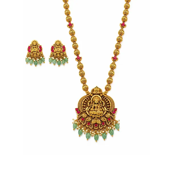 Soundarya_Haram_Gold_Plated_Divine_Beauty_Temple_Necklace_Set_J_971_Red