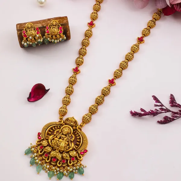 Soundarya_Haram_Gold_Plated_Divine_Beauty_Temple_Necklace_Set_J_971_Red