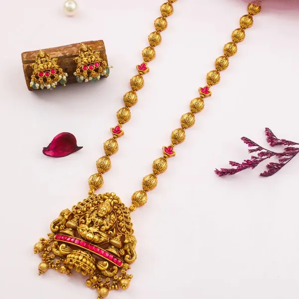 Bhavani_Haram_Gold_Plated_Shakti_Goddess_Temple_Necklace_Set_J_962_Red