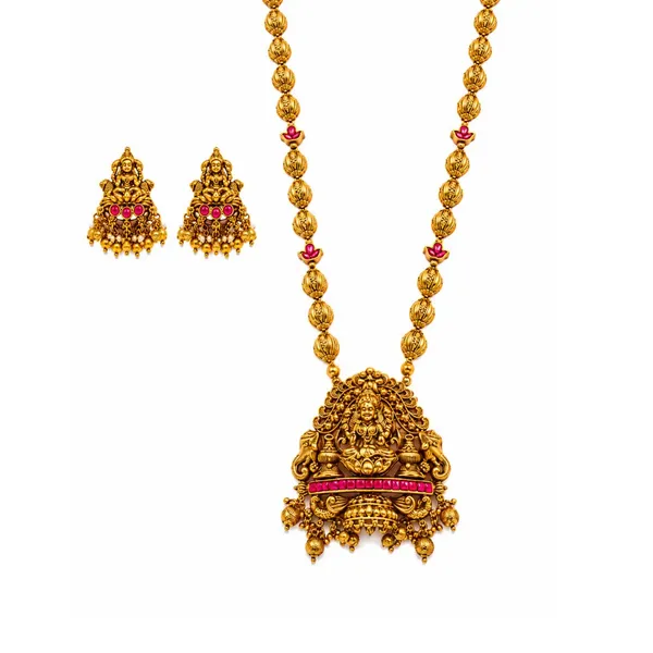 Bhavani_Haram_Gold_Plated_Shakti_Goddess_Temple_Necklace_Set_J_962_Red