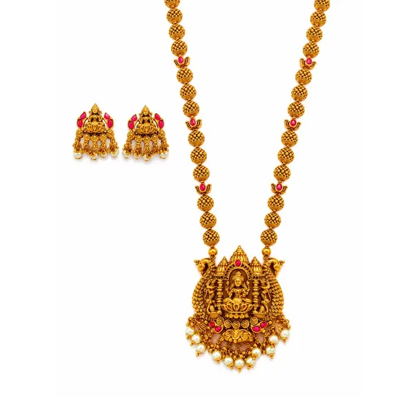 Karpagavalli_Haram_Gold_Plated_Wish_Tree_Goddess_Temple_Necklace_J_967_Red