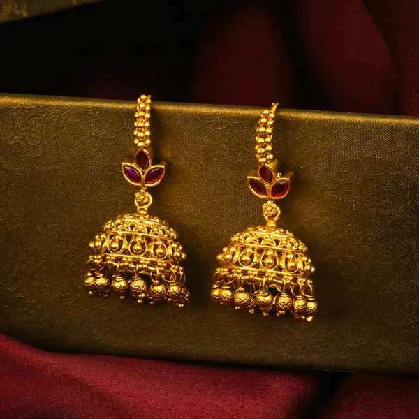 Shankha_Leela_Jhumka_Gold_Plated_Sacred_Conch_Divine_Play_Earrings_T_95_Red
