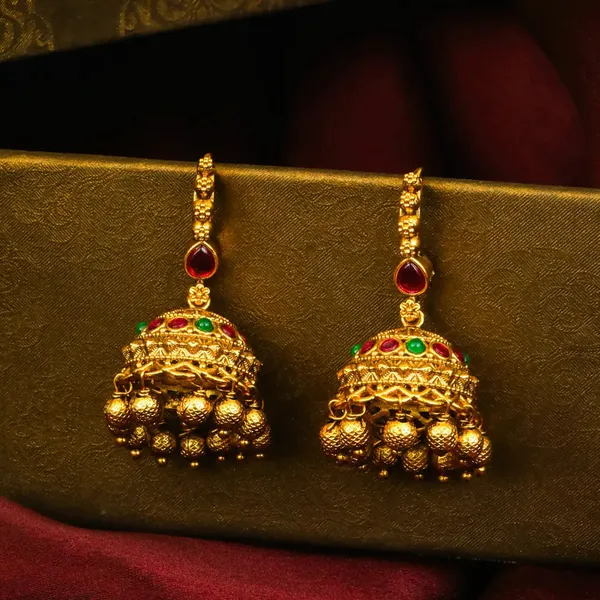 Annapurna_Tejas_Jhumka_Gold_Plated_Goddess_Radiance_Temple_Earrings_T_94_Green