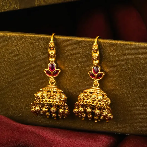 Ratna_Kamala_Ghanta_Jhumka_Gold_Plated_Ruby_Lotus_Temple_Earrings_Red