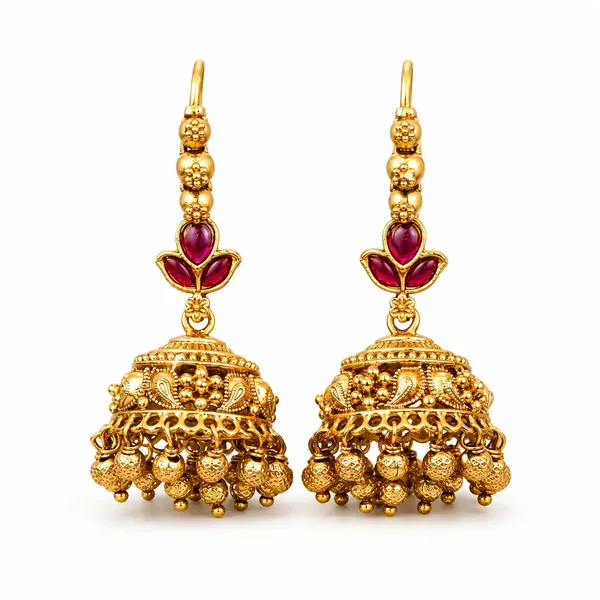 Ratna_Kamala_Ghanta_Jhumka_Gold_Plated_Ruby_Lotus_Temple_Earrings_Red